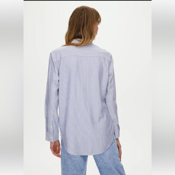 Aritzia Sunday Best Montana Blue Striped Boyfriend Button Down Shirt Size Medium - Picture 6 of 16